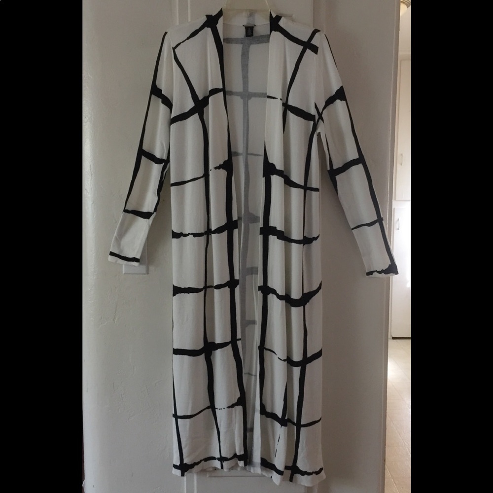 White and Black Maxi Cardigan